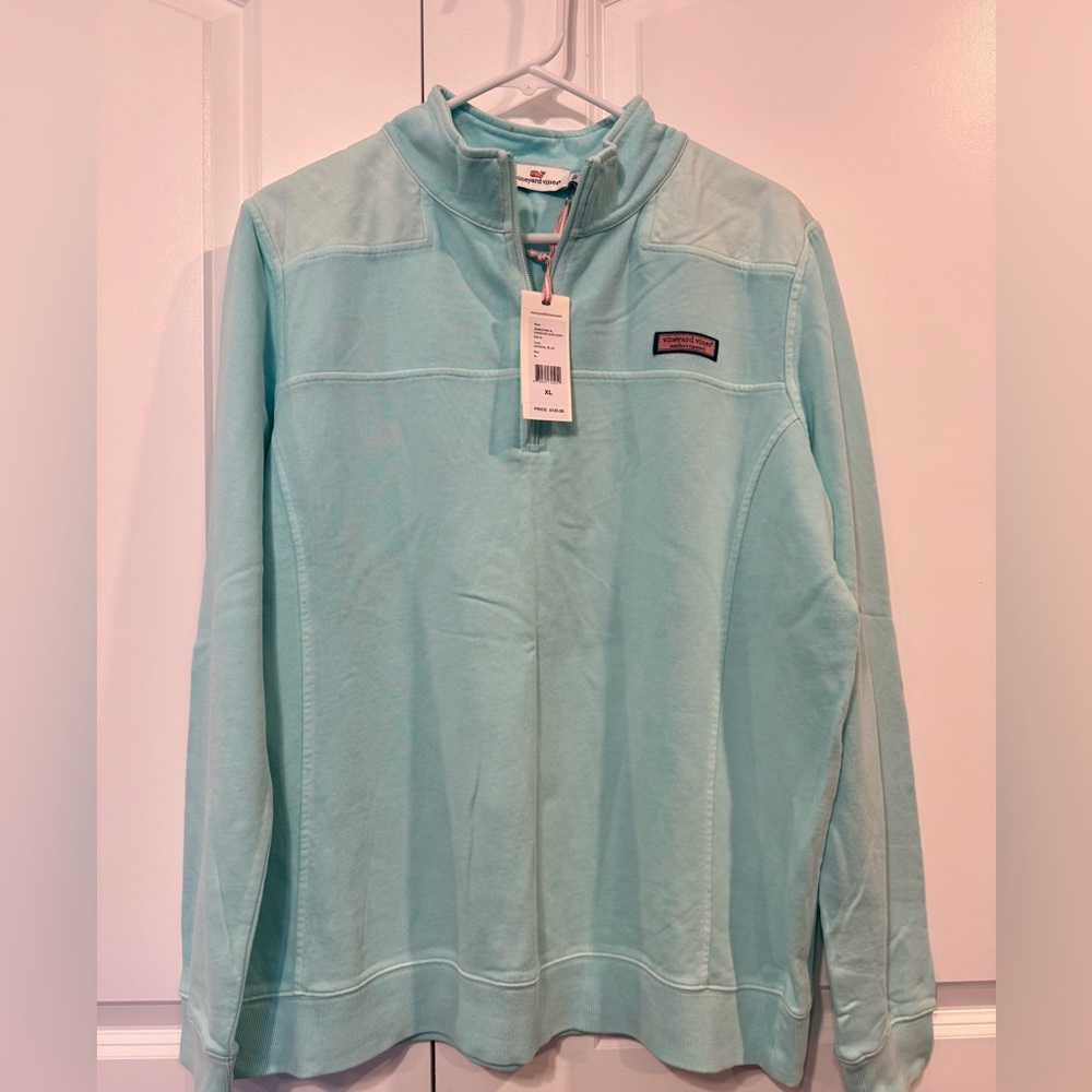Vineyard Vines Crystal Blue Aqua 1/4 Zip Long Sleeve Pullover NWT XL